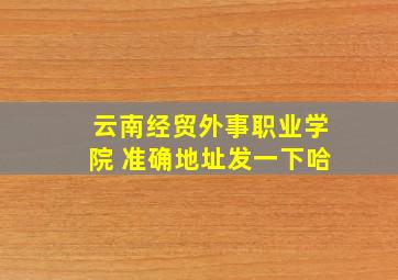 云南经贸外事职业学院 准确地址发一下哈